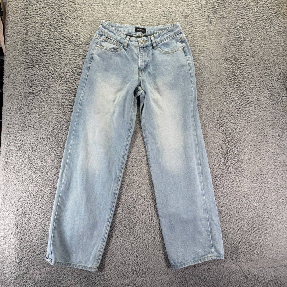 White Fox Jeans Womens XS Blue Cotton Denim Wide Leg Faded Travel Streetwear